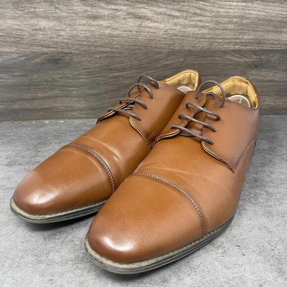 Stacy Adams Dress Shoes Mens Size 12 Brown Leather Cap Toe Oxford